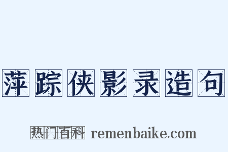 萍踪侠影录造句是什么意思的图片